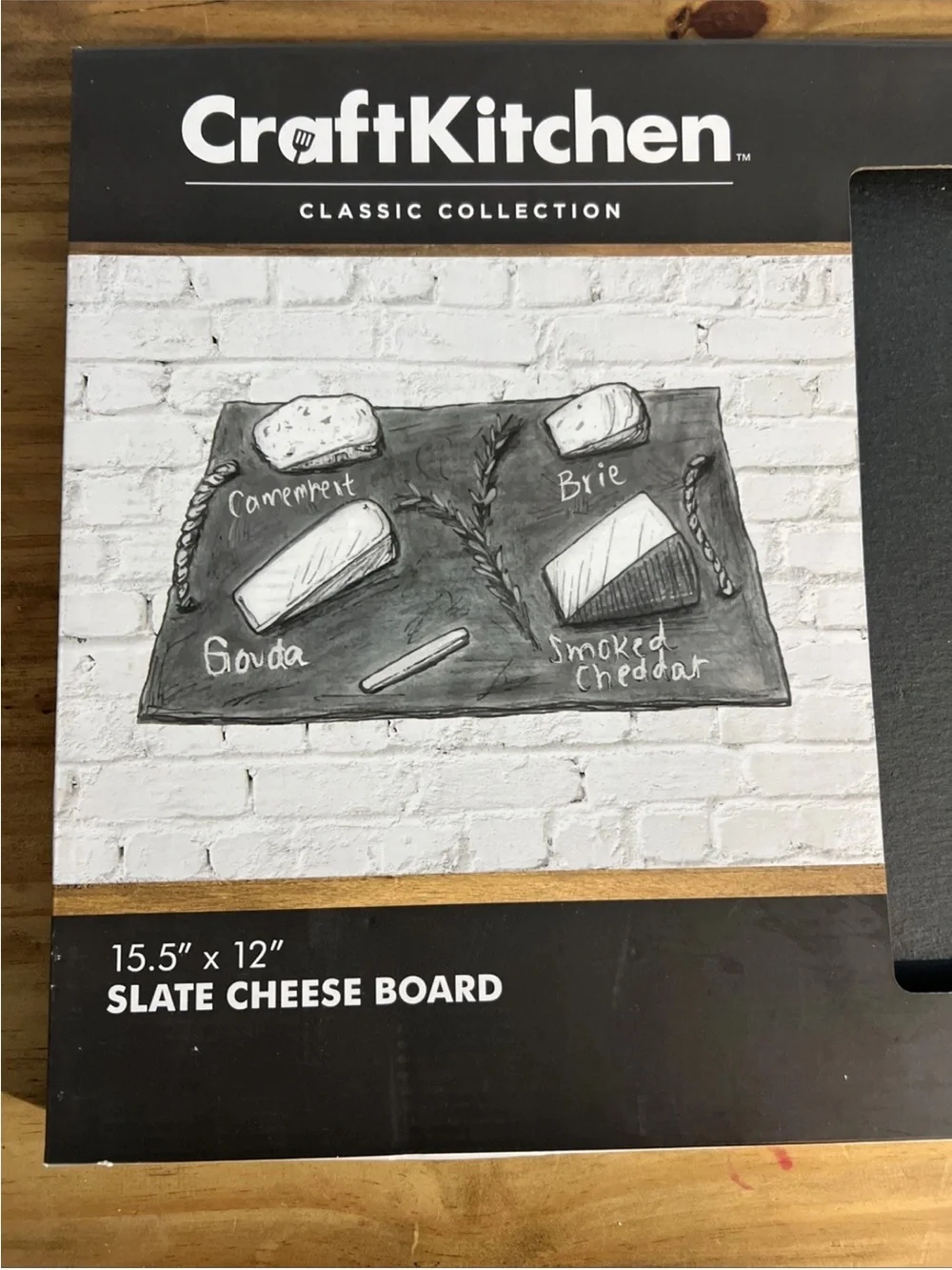 Craft Kitchen - 15.5” x 12” - Slate Cheese Board - New In Box - Felt Bottom